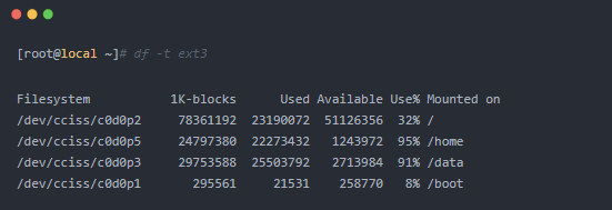 linux 中检查磁盘空间的 df 命令
